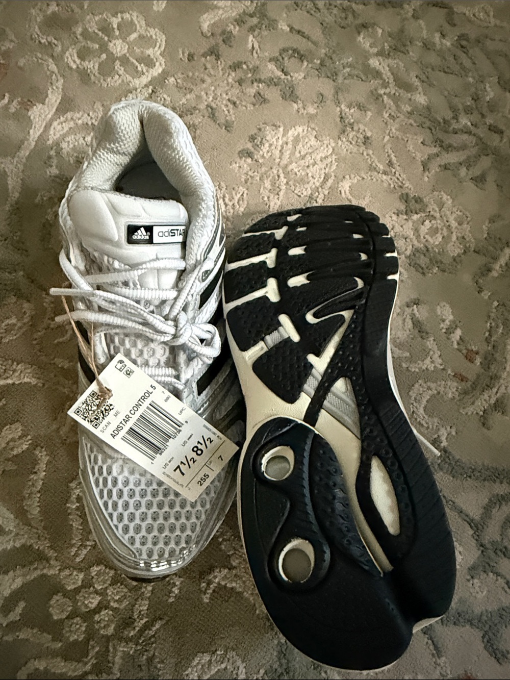 adidas White and Silver Adistar control 5 Mesh Sneakers - Picture 3 of 3